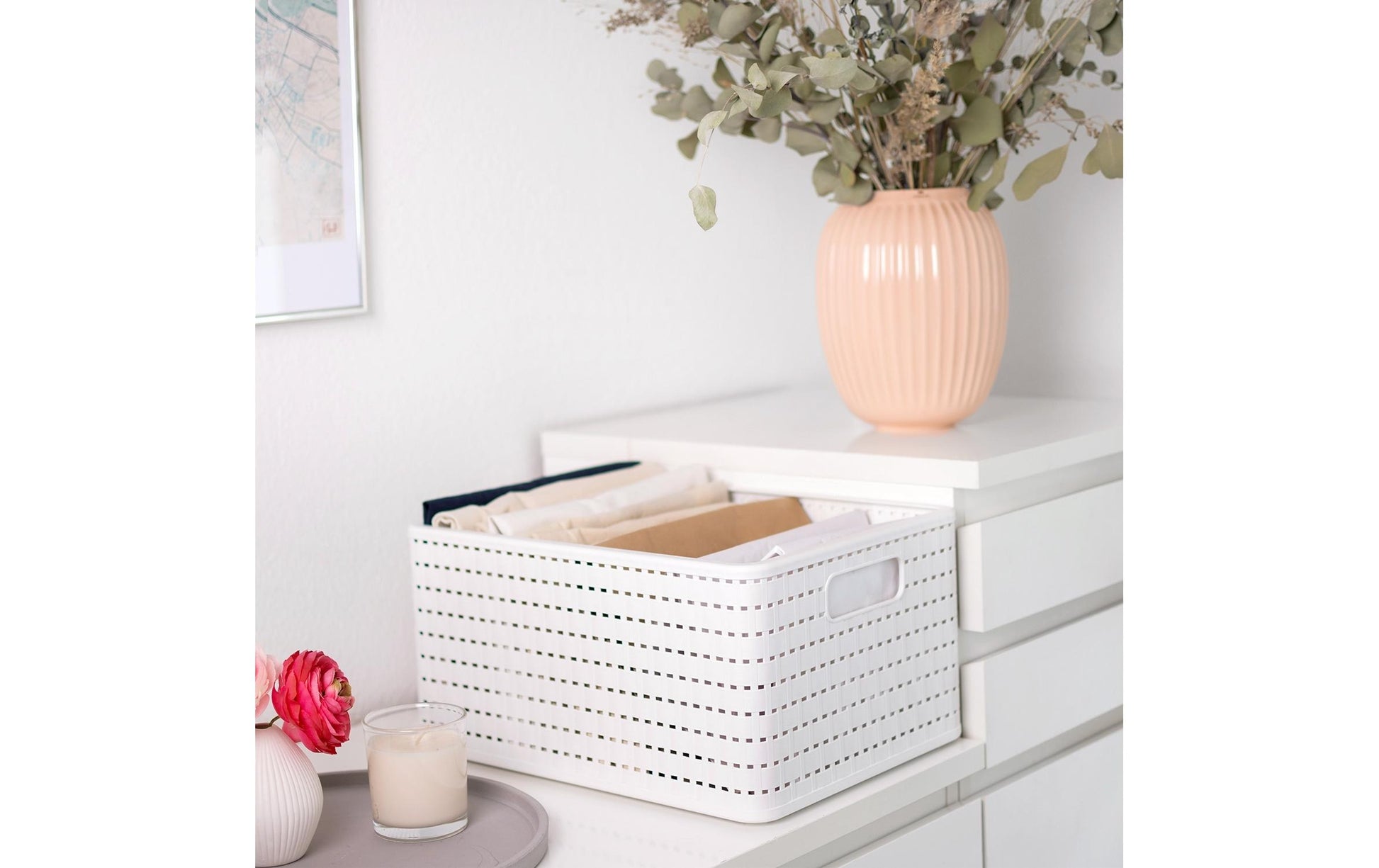 Rotho Country Aufbewahrungskorb 28 l – Polypropylen (PP) – Weiss – für A4 – 430 × 215 × 330 mm