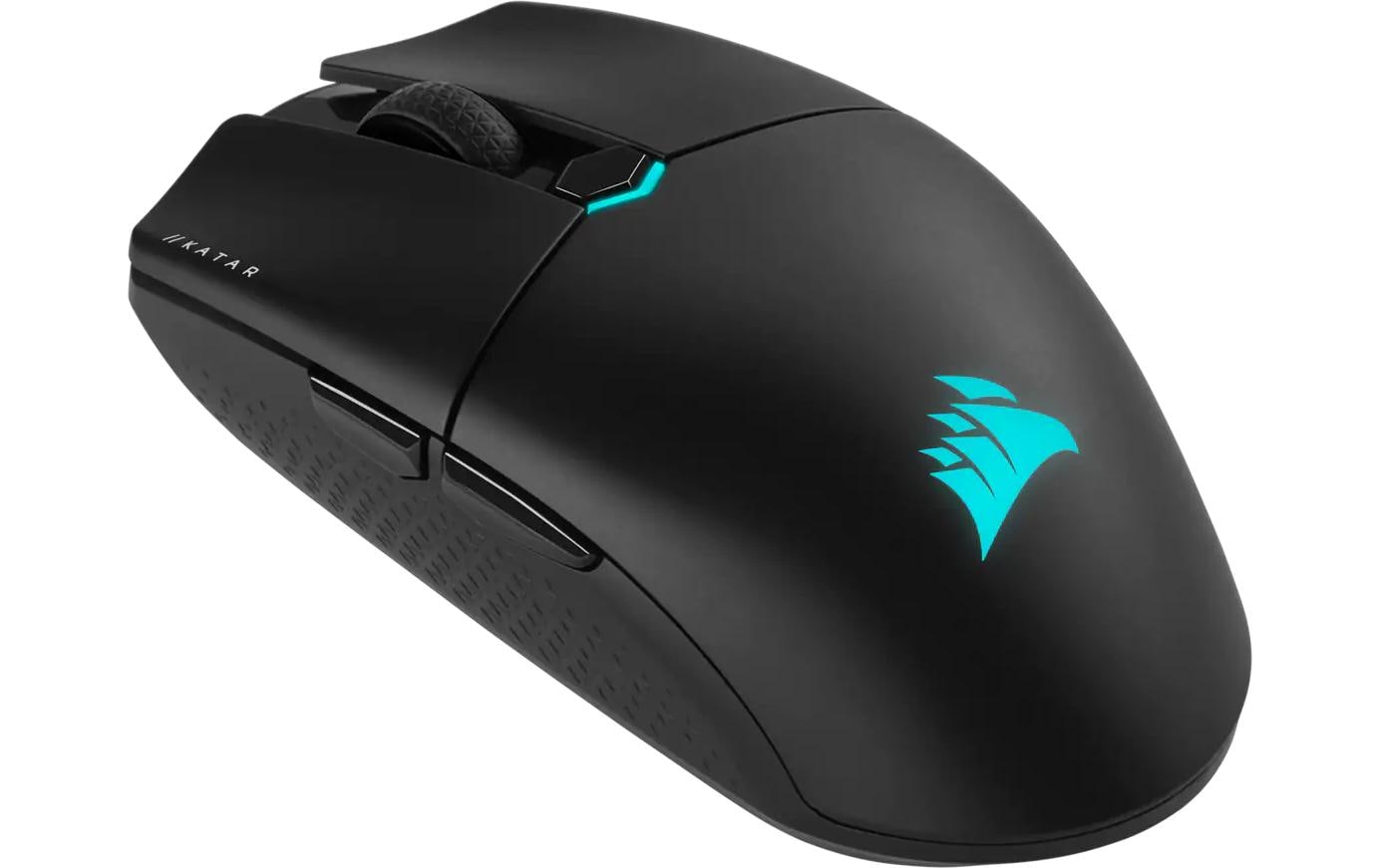 Corsair KATAR ELITE Wireless Gaming-Maus – kabellos, 6 Tasten, für Rechtshänder, integrierter Speicher, schwarz