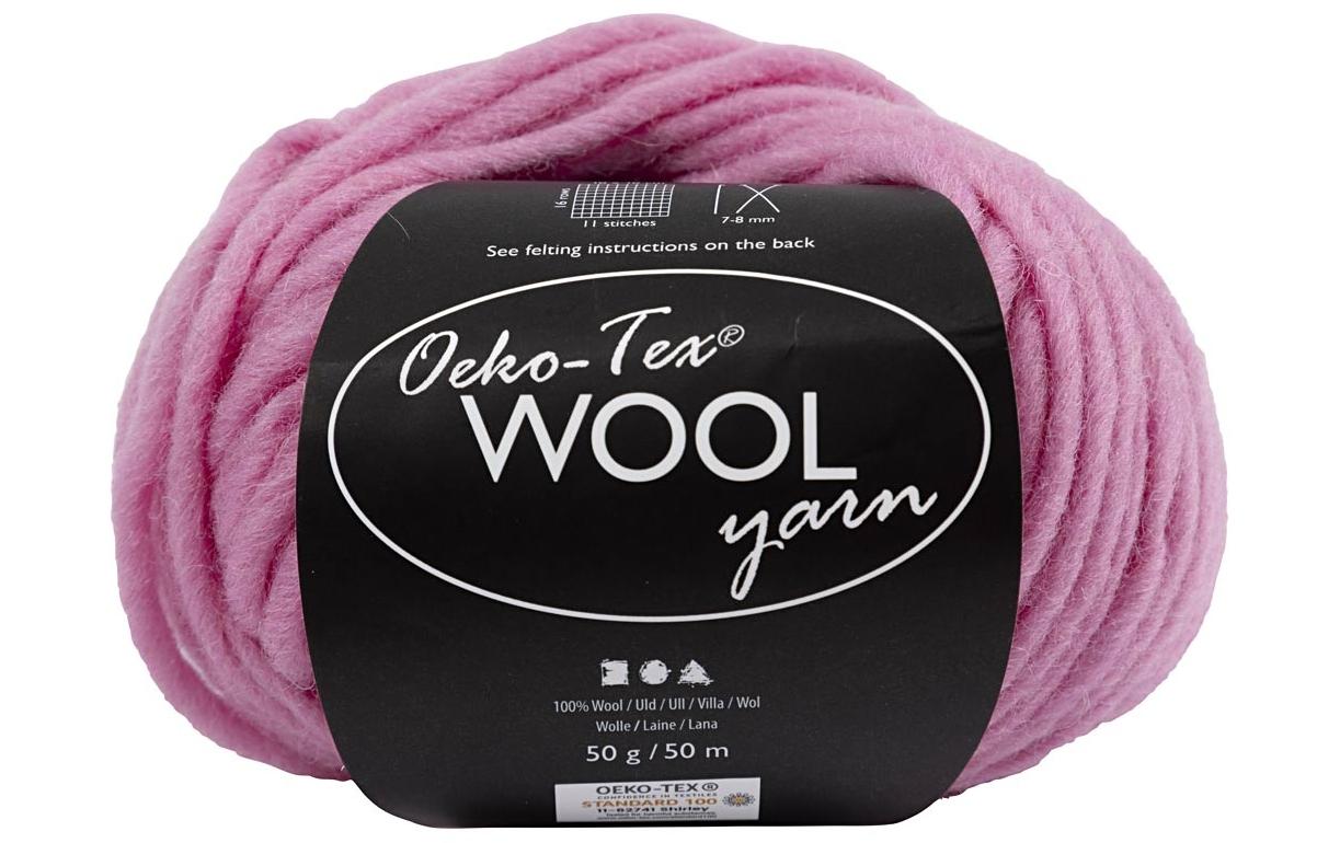 Creativ Company Wolle Rosa – 50 g, 50 m, 100% Wolle, Nadel 7 mm