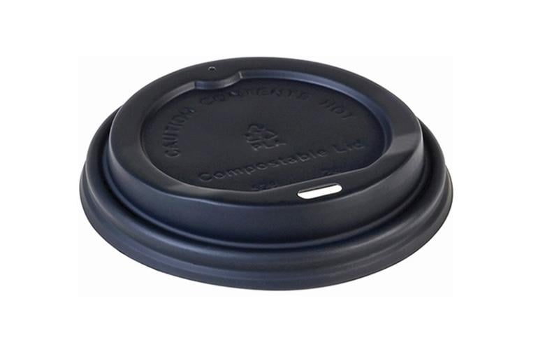 Haushaltsware Naturesse Deckel für 2 dl Becher, Papier, PLA-beschichtet, schwarz – 50 Stk.