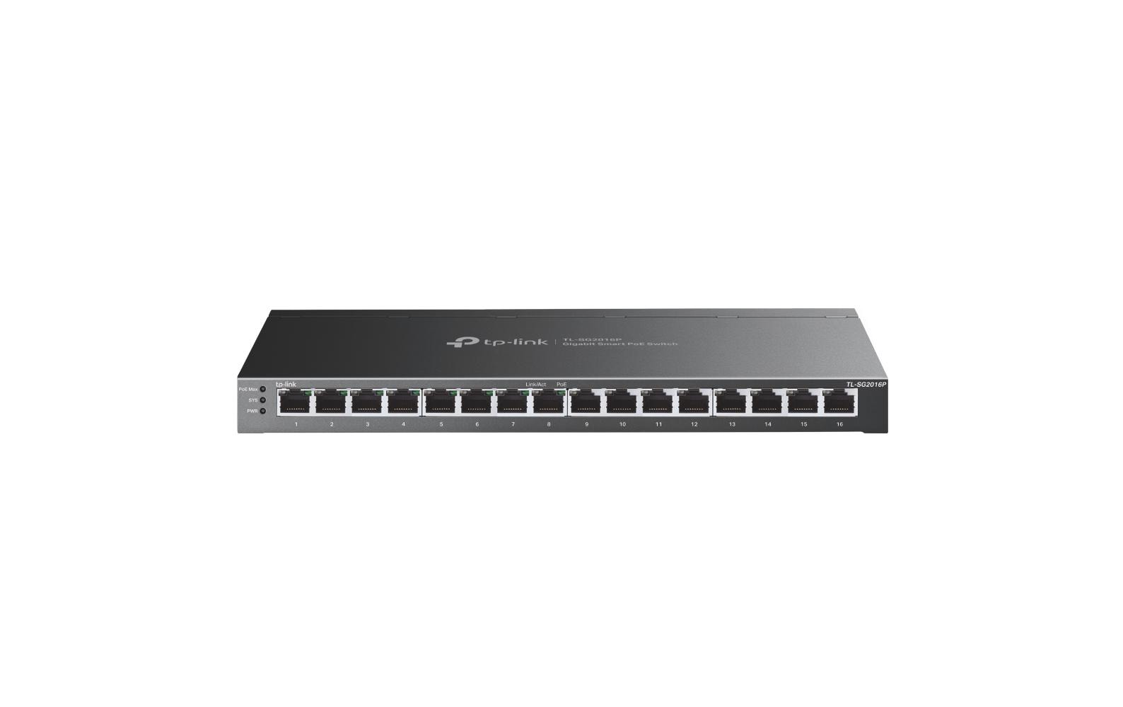 TP-Link SG2016P – Managed Switch – 16×GbE, L2/L2+, PoE+ 120 W, 19" Rack