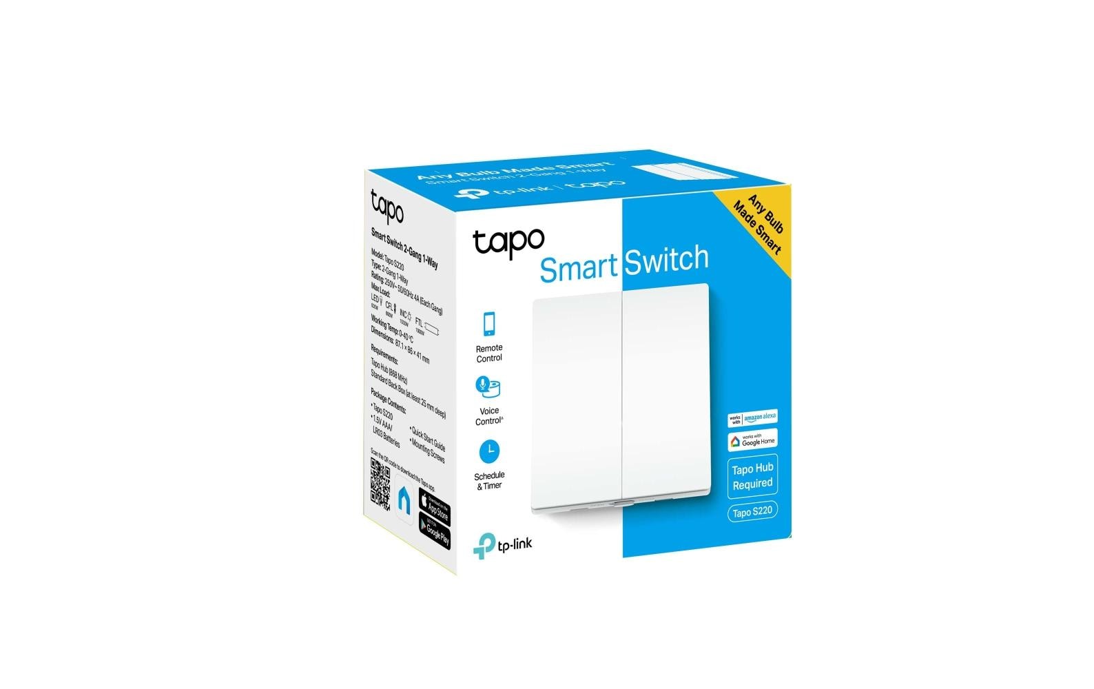 TP-Link Tapo S220 – Smart-Taster – 2 Tasten, batteriebetrieben (2× AAA), kein Neutralleiter