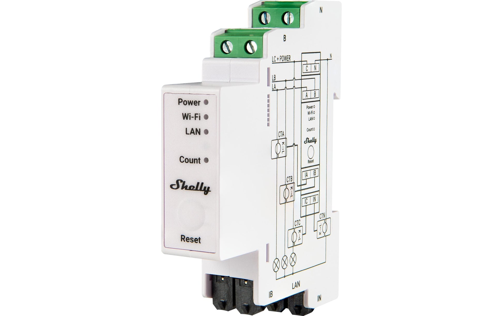 Shelly Pro 3EM – Energiezähler – 3-Phasen, 120 A, LAN/WLAN