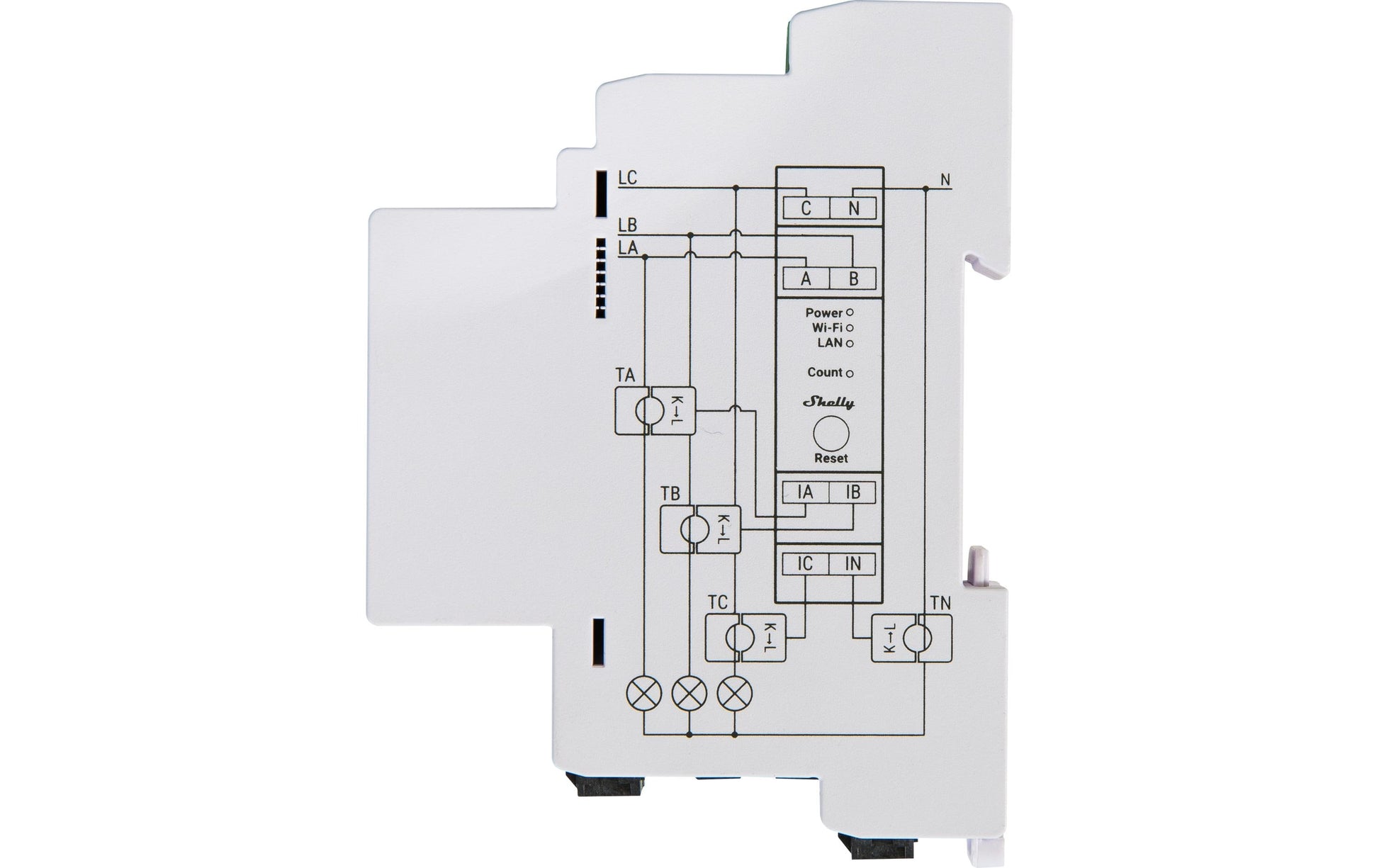 Shelly Pro 3EM – Energiezähler – 3-Phasen, 120 A, LAN/WLAN