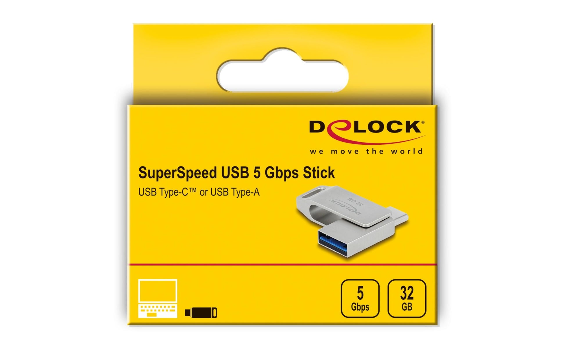 DeLOCK USB 3.2 USB-C/Typ-A – 32 GB, 119 MB/s lesen, 41 MB/s schreiben