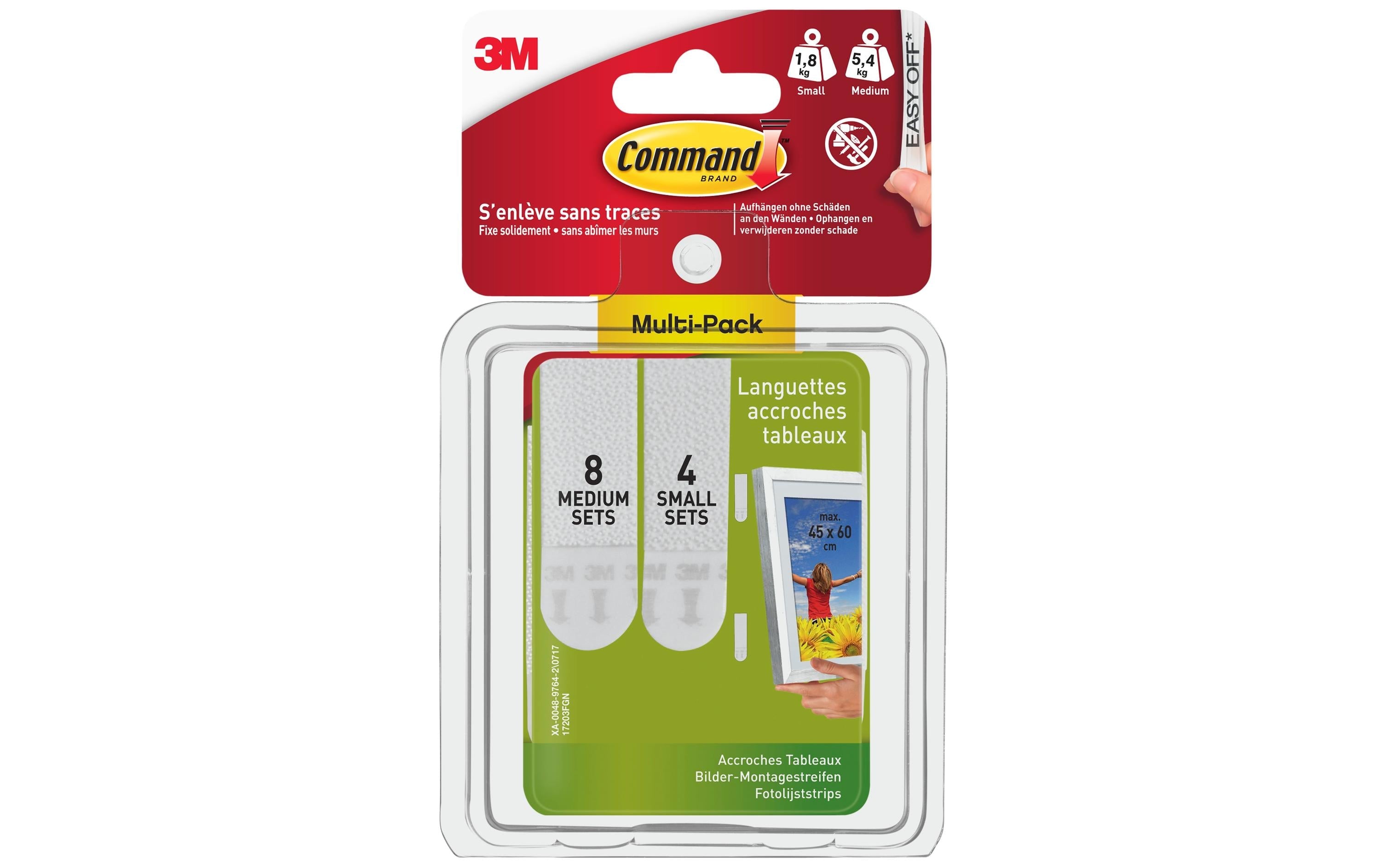 Command Powerstripes Montagestreifen – für Wandmontage, Weiss, bis 5,4 kg, 12 Stück