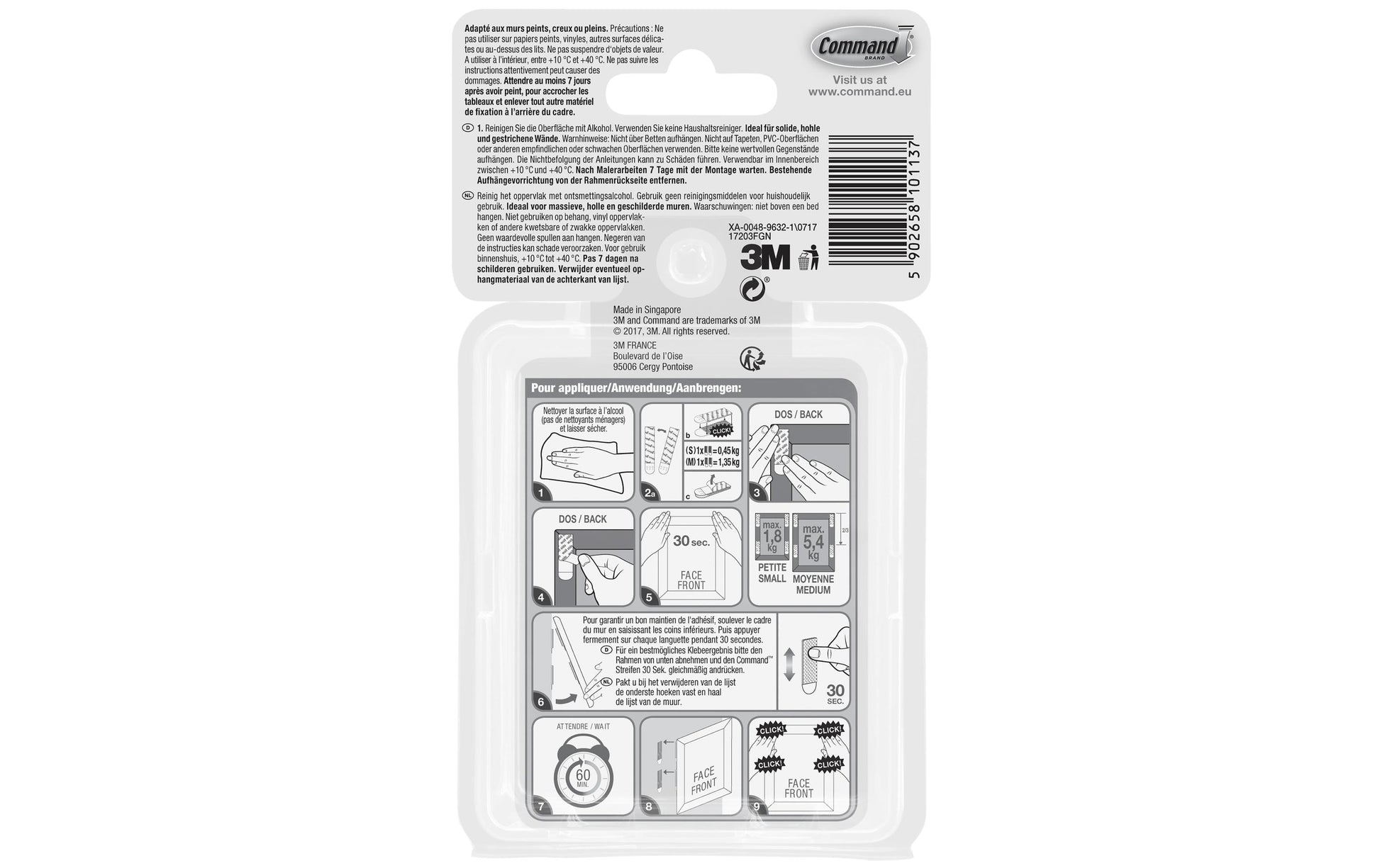 Command Powerstripes Montagestreifen – für Wandmontage, Weiss, bis 5,4 kg, 12 Stück