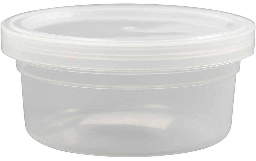 Creativ Company Dose – Ø 84 × 38 mm, 125 ml, Kunststoff, mit Deckel, transparent – 20 Stk.