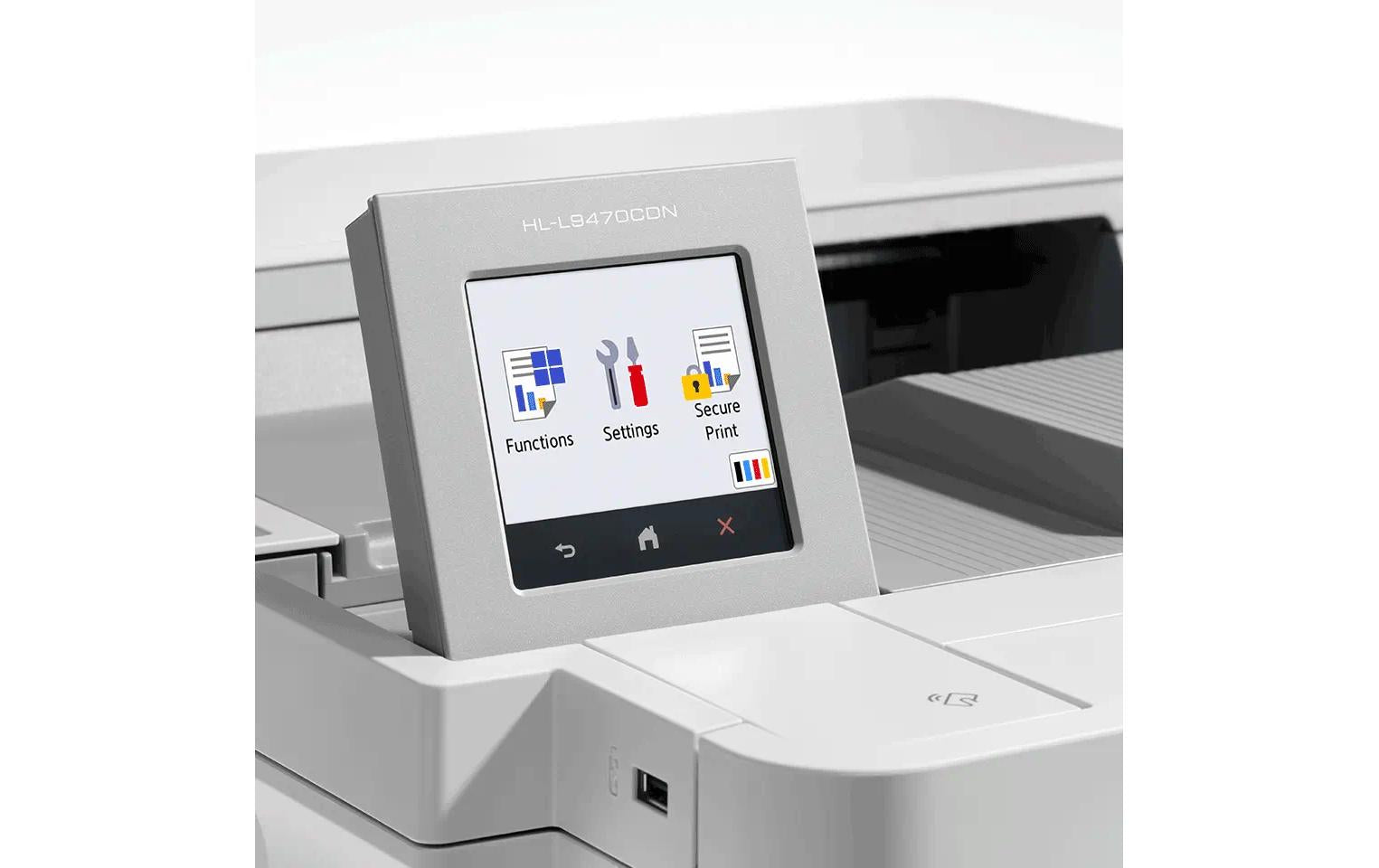 Brother HL-L9470CDN – A4, Farbe, Duplex, 40 S./Min., 2400 × 600 dpi, LAN/USB, Papier: 620 Blatt