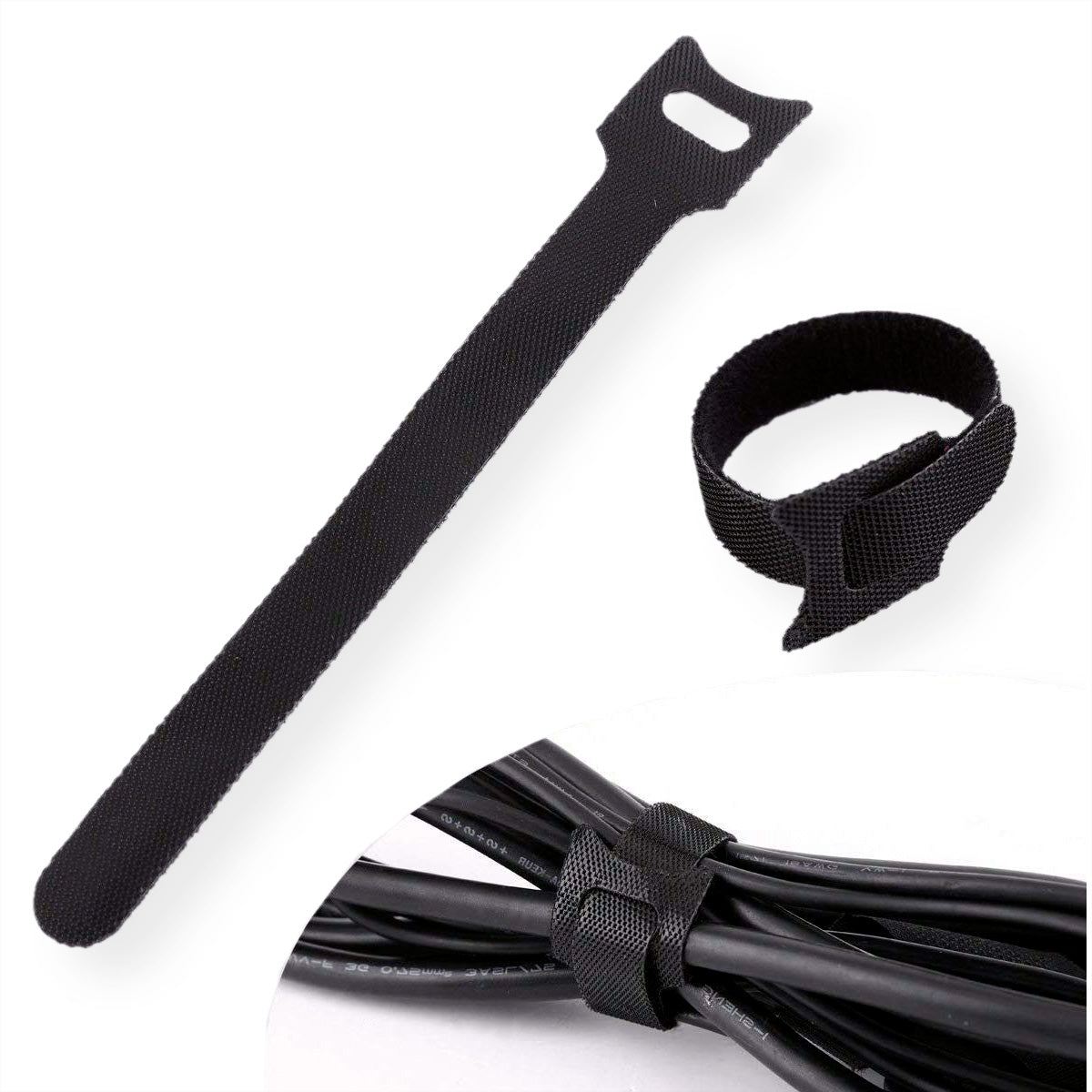 VALUE Klettkabelbinder, 15 cm × 20 mm, 20 Stk. – schwarz