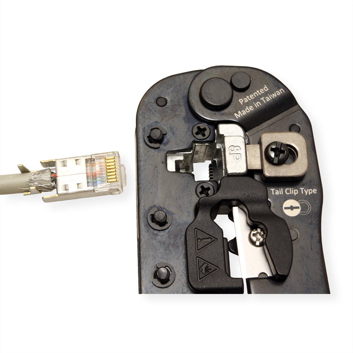 VALUE Crimpzange – Länge 190 mm – für RJ45-Stecker (mit/ohne Schirmanschluss)