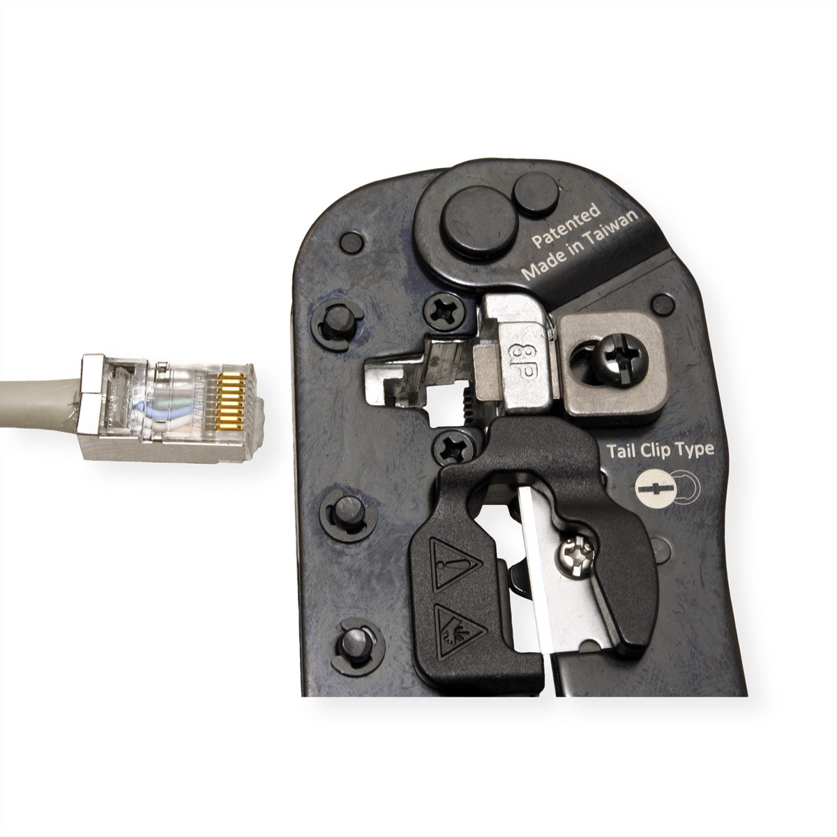 VALUE Crimpzange – Länge 190 mm – für RJ45-Stecker (mit/ohne Schirmanschluss)