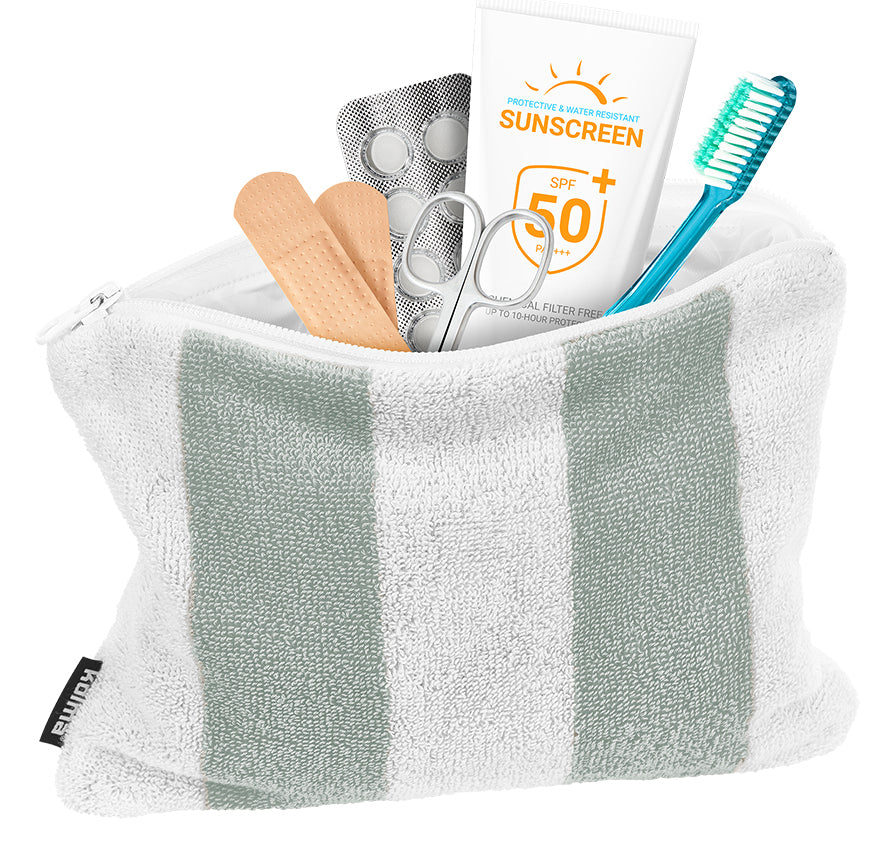 Kolma Stripy Nardo – Etui, graugrün, PVC, 24,5 × 18,5 cm