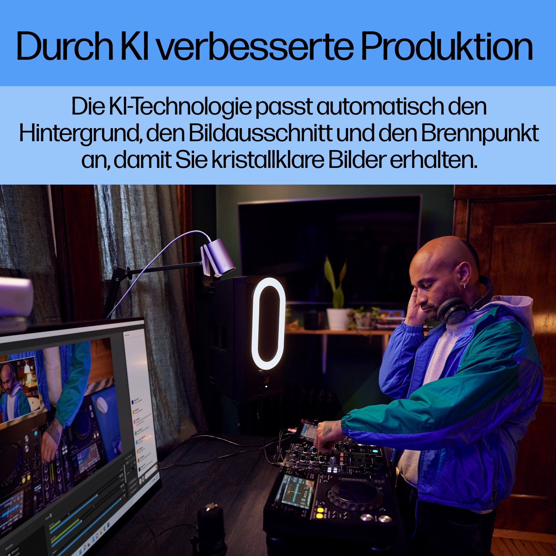 HP 960 – Webcam – 4K, bis 30 fps, USB‑A, Autofokus, 5× digitaler Zoom, Stereo-Mikrofon, Silber