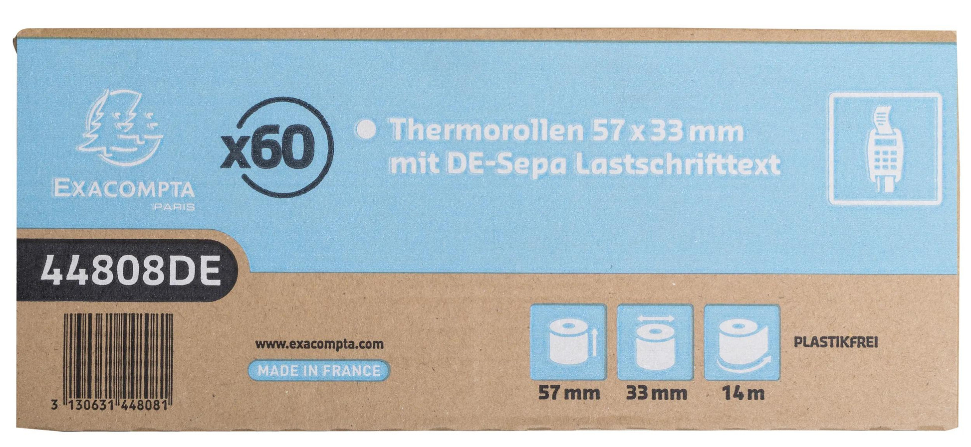 Exacompta Kassarolle – 57 mm × 14 m, Kern 12 mm, BPA-frei – 60 Stk.