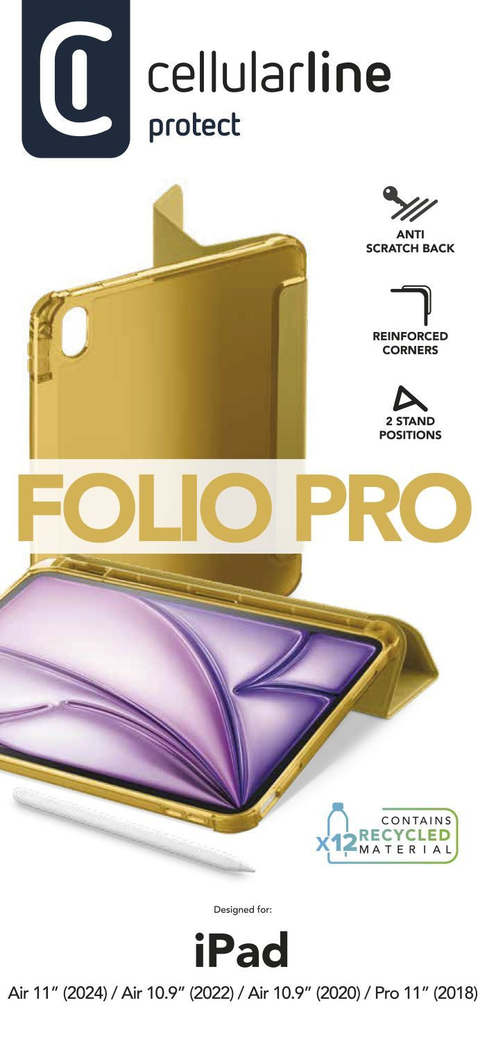 Cellularline Cellular Case iPad Notebook-Schutzhülle – für iPad Air 11" (M2/2024), Kunstleder, Gelb