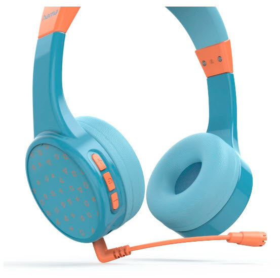 Hama Teens Guard II – On-Ear Headset – Bluetooth, max. 85 dB, Abnehmbares Mikrofon – Blau/Orange – bis 50 h