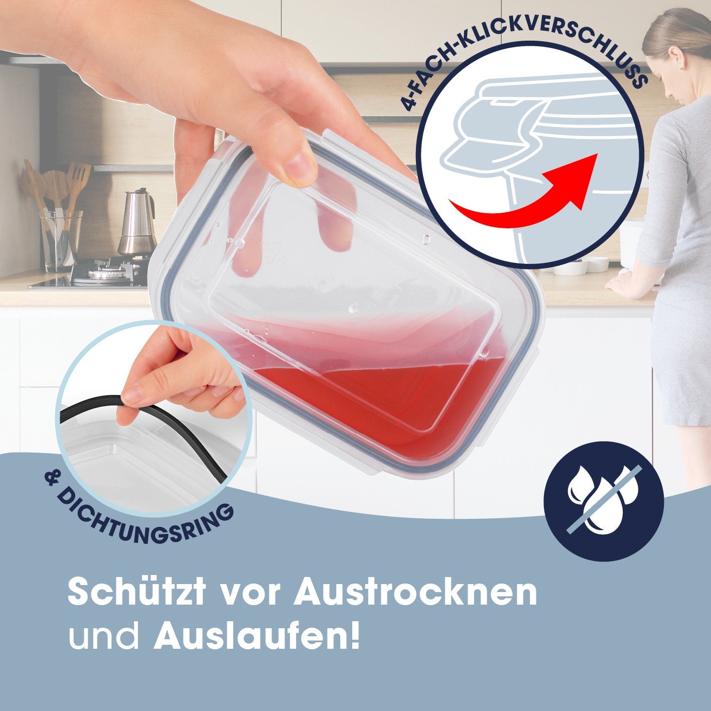 Gourmetmaxx Vorratsdose 4 l, 21 × 25 × 14,5 cm, Polypropylen (PP)/Silikon, 12-teilig (4 Dosen)