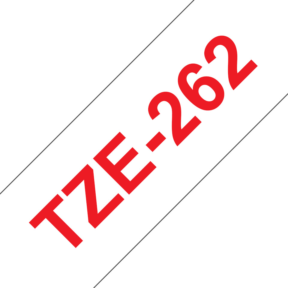 Brother TZe-262 Schriftband – Rot auf Weiss – 40 mm × 8 m, laminiert – für PT-9600, PT-9700PC, PT-9800PCN