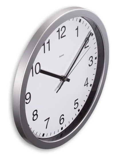 Hama Wanduhr – Analog, Ø 30 cm, silber, Kunststoff/Glas