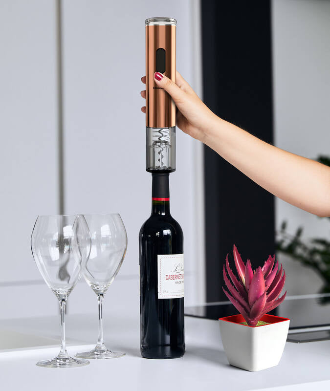 Climadiff Elektrischer Korkenzieher TB5040 – 5,3 × 5,3 × 28,5 cm, Bronze, Batteriebetrieben, mit Folienschneider