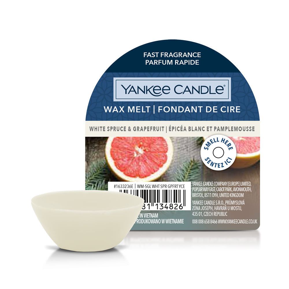 Yankee Candle Duftwachsplättchen – Ø 7,3 × 3 cm – White Spruce & Grapefruit – weiss, 1-teilig
