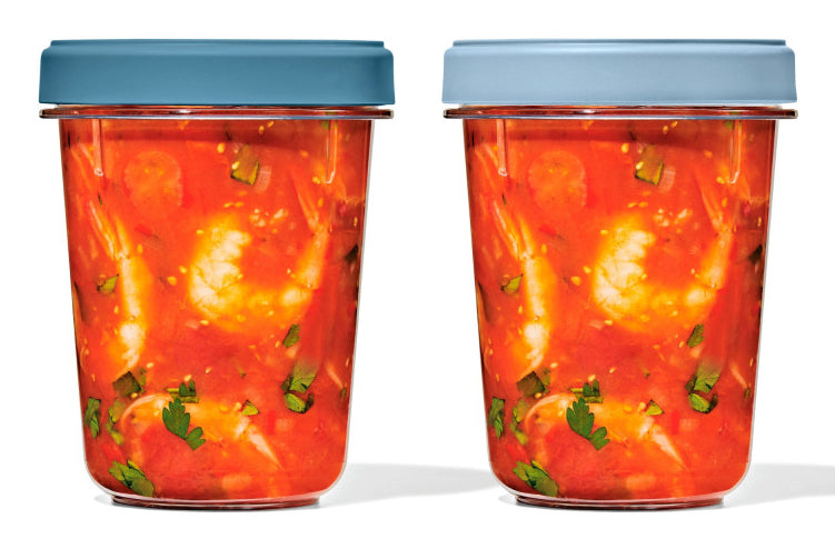 OXO Vorratsdose 900 ml, Ø 11,7 × 15,7 cm, Kunststoff, transparent/blau, 2 Stk.