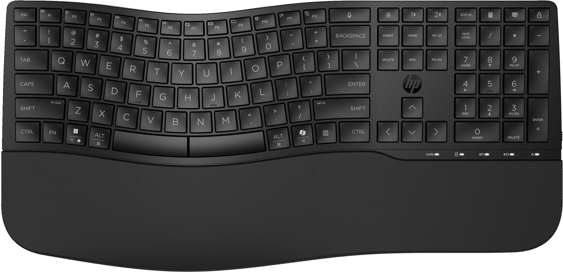 HP 685 Comfort – Tastatur – Membran – Bluetooth & 2,4 GHz – mit Handballenauflage – Schwarz