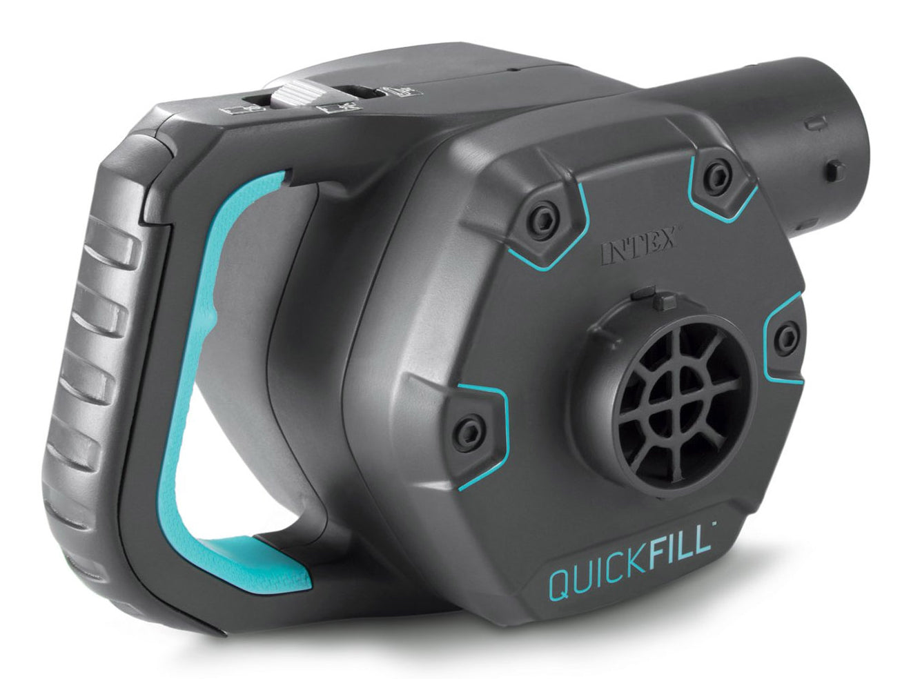 Intex Elektrische Pumpe Quick-Fill AC – 240 W – 1 100 l/min – inkl. 3 Verbindungsdüsen – für Schlauchboote
