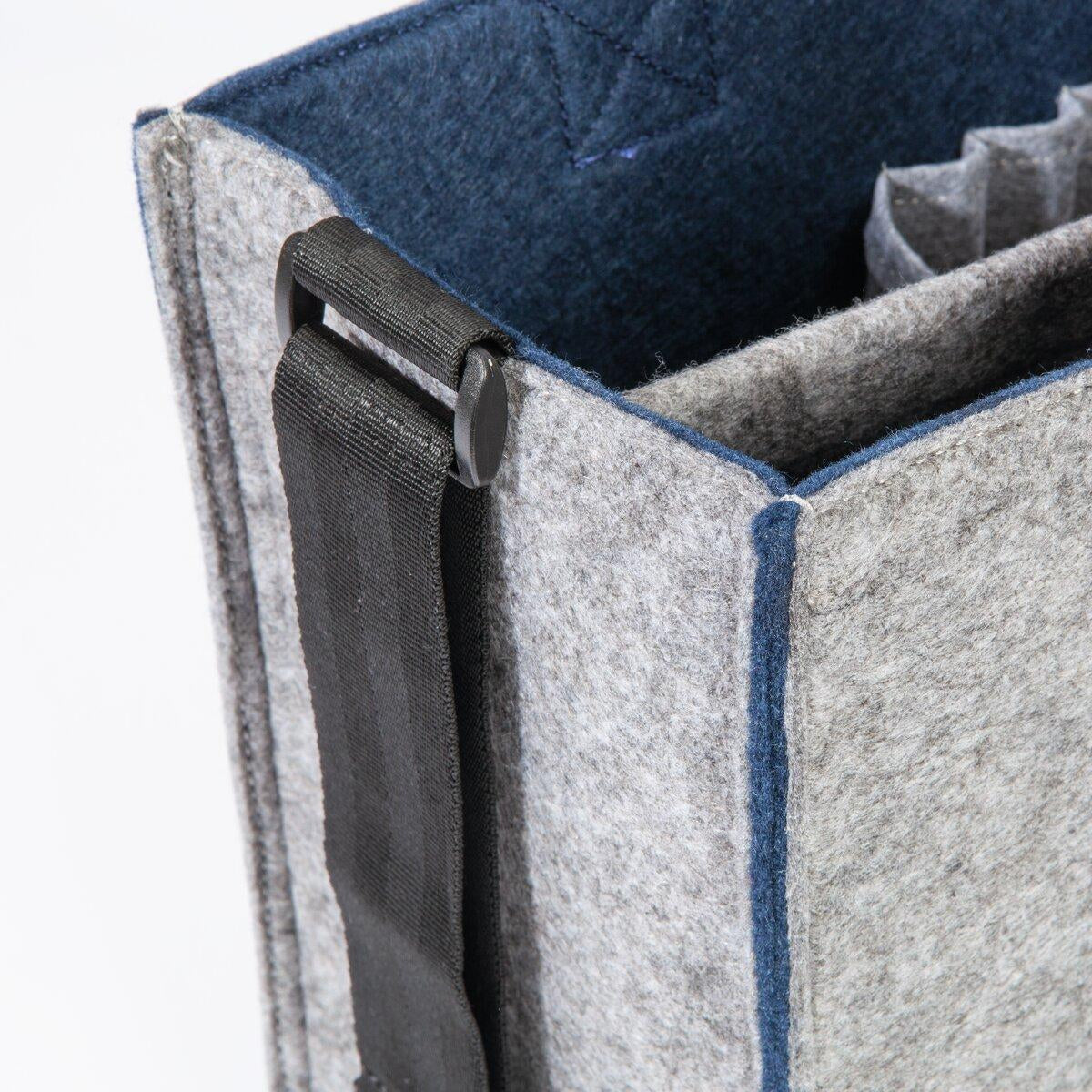 Sigel Tragetasche – 15 l, für Notebooks bis 15,4", rPET-Filz, Grau/Blau, 36 × 28 × 15 cm