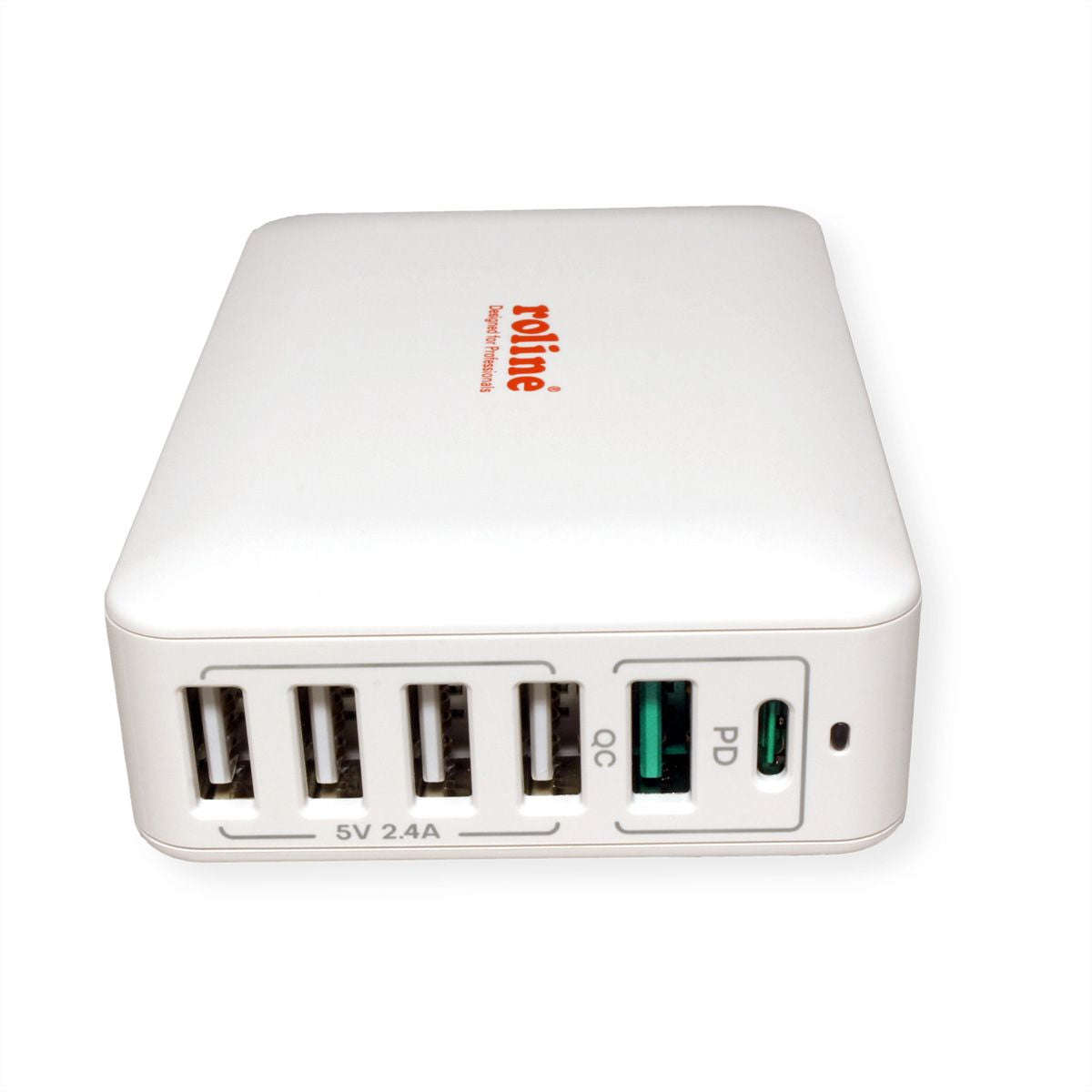ROLINE USB-Desktop-Ladegerät 60 W – USB-C×1, USB-A×5 – PD, QC 3.0 – Weiss