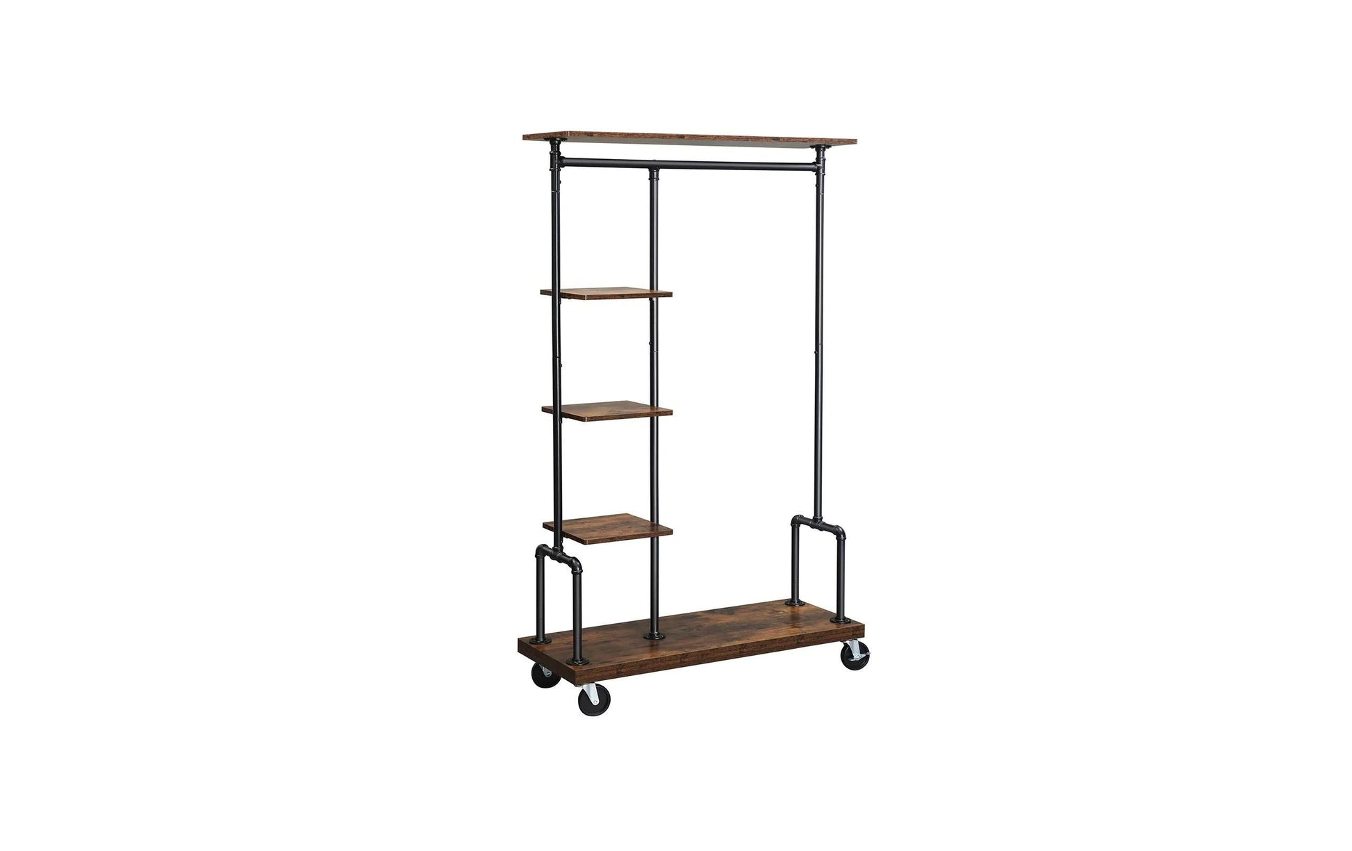 Vasagle Garderobe mit Schuhregal – mit 5 Ablagen, Stahl/Spanplatte, Schwarz/Braun, 103,5 × 40 × 174,5 cm