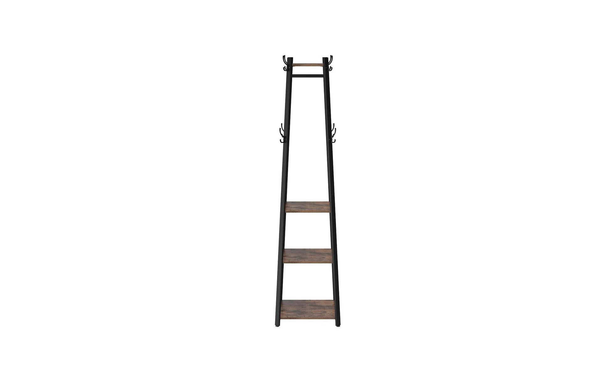 Vasagle Garderobenständer – 4 Haken, Stahl/Spanplatte, Schwarz/Braun, 45 × 45 × 181 cm