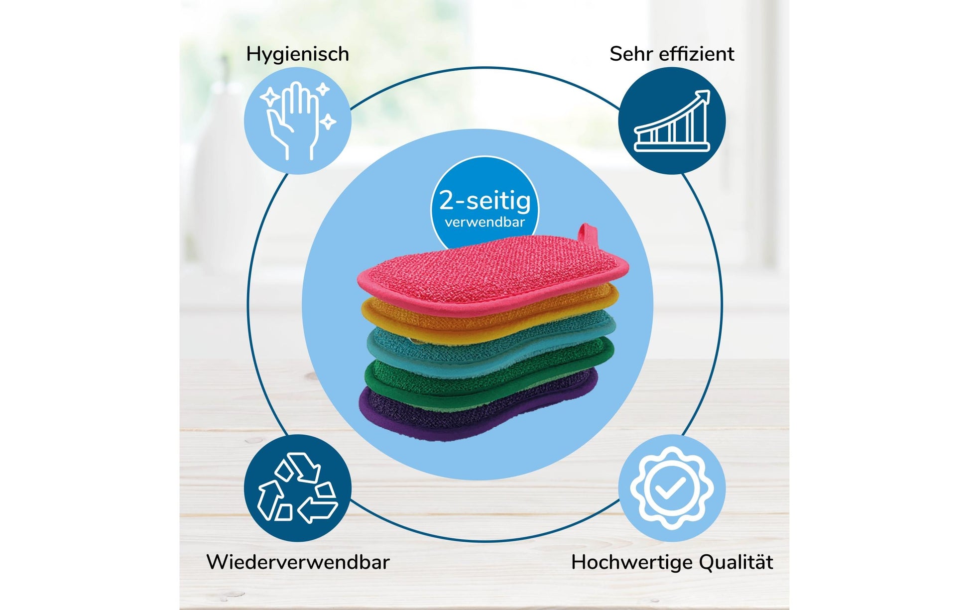 Mediashop Spülschwamm – Polyester, Oval, für Geschirr, 16 × 9,5 × 1,5 cm, Mehrfarbig, 5 Stk.