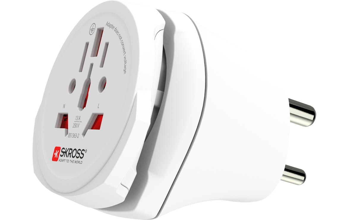 SKROSS Combo Reiseadapter Welt zu Indien – 3-polig (geerdet), 108 g