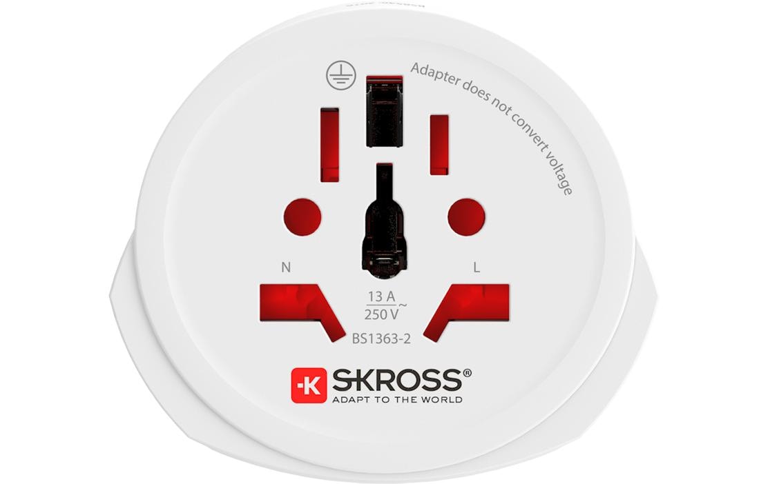 SKROSS Combo Reiseadapter Welt zu Indien – 3-polig (geerdet), 108 g