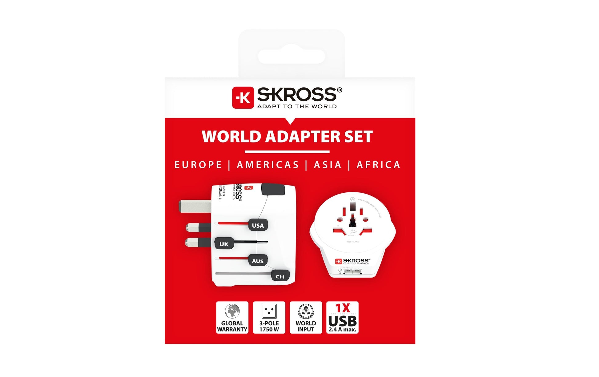 Skross World & USB Netzadapter – 1750 W, 1× USB, 3-polig (geerdet)