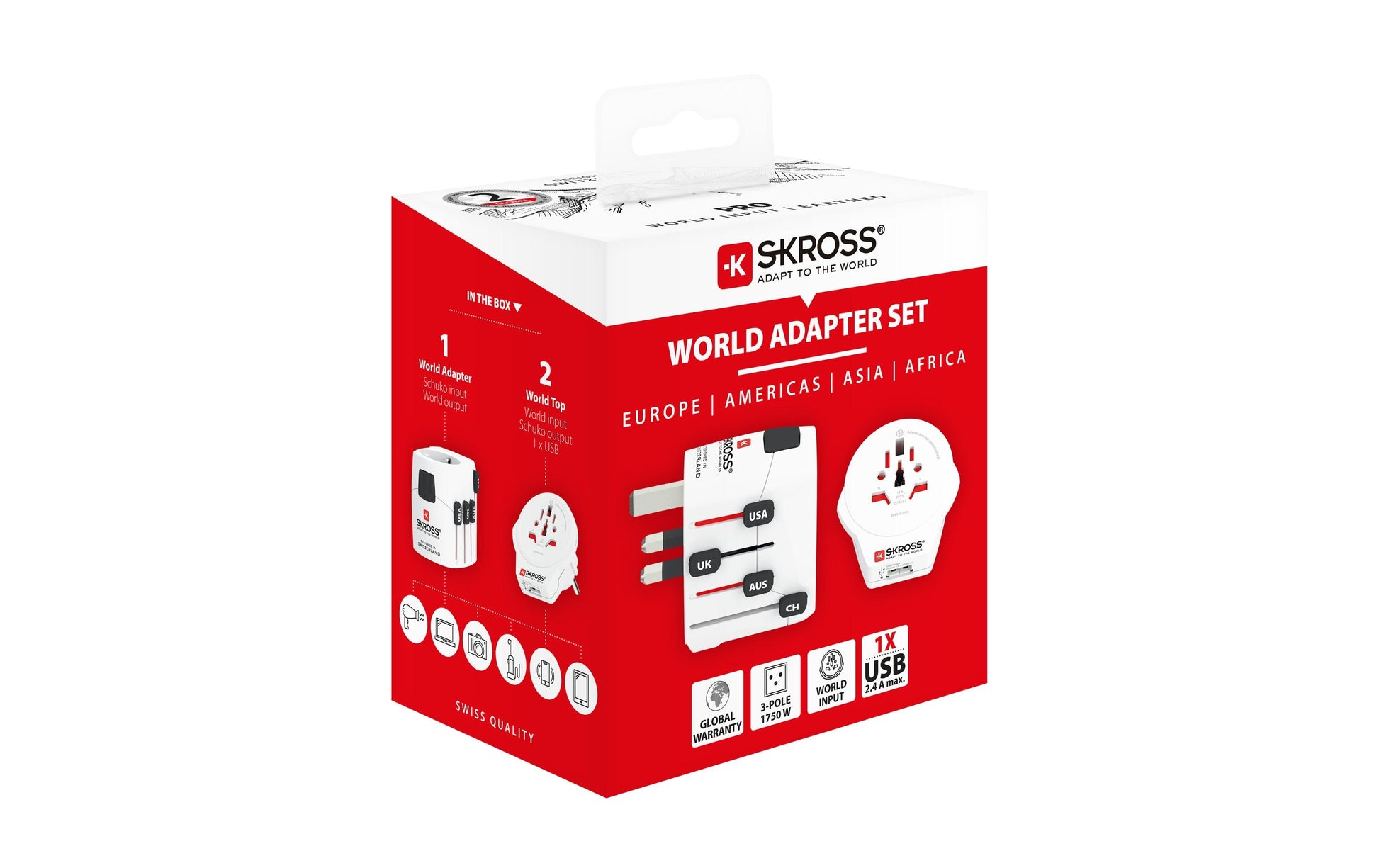 Skross World & USB Netzadapter – 1750 W, 1× USB, 3-polig (geerdet)