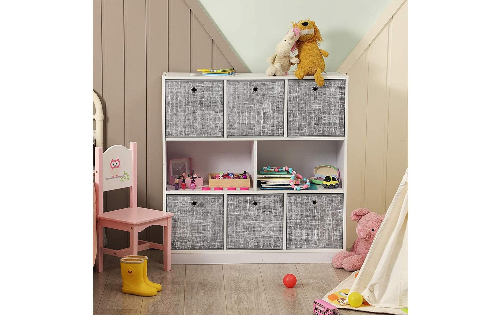 Songmics Klappbox – faltbar – Textil – grau – 300 × 300 × 300 mm – 6 Stück