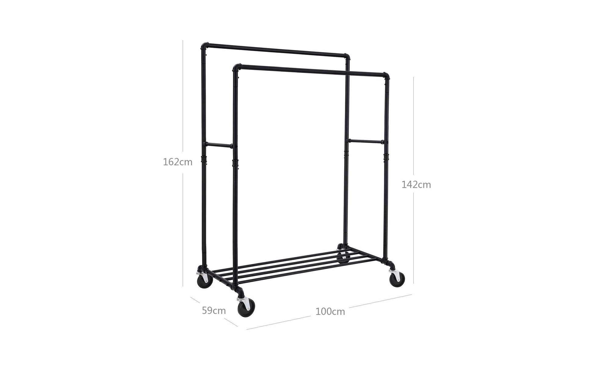 Songmics Garderobenständer – Stahl, Schwarz, 100 × 59 × 146 cm