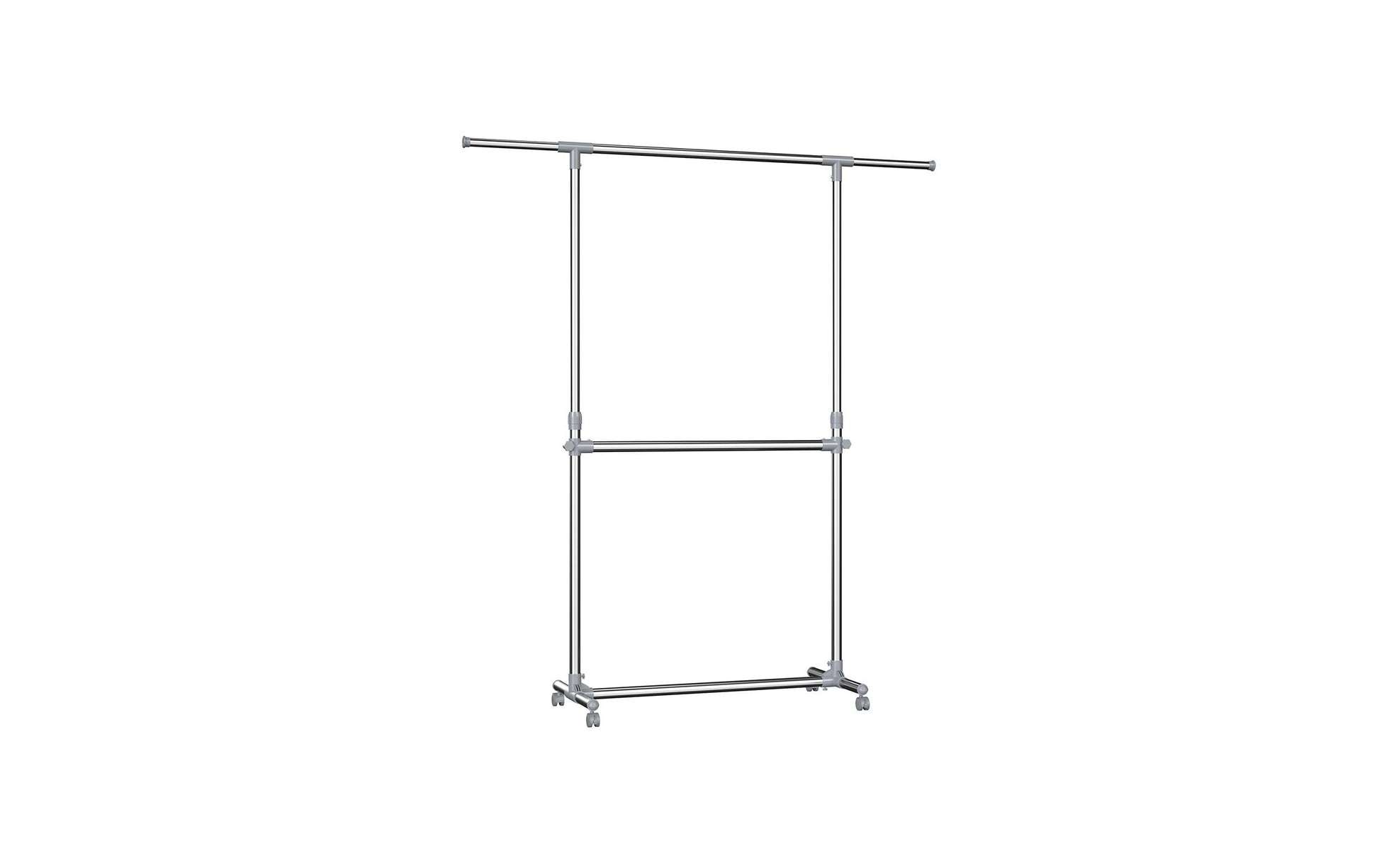 Songmics LLR401 Garderobenständer – 1'980 mm – Kunststoff/Edelstahl – Silber – mit Rollen, verstellbar