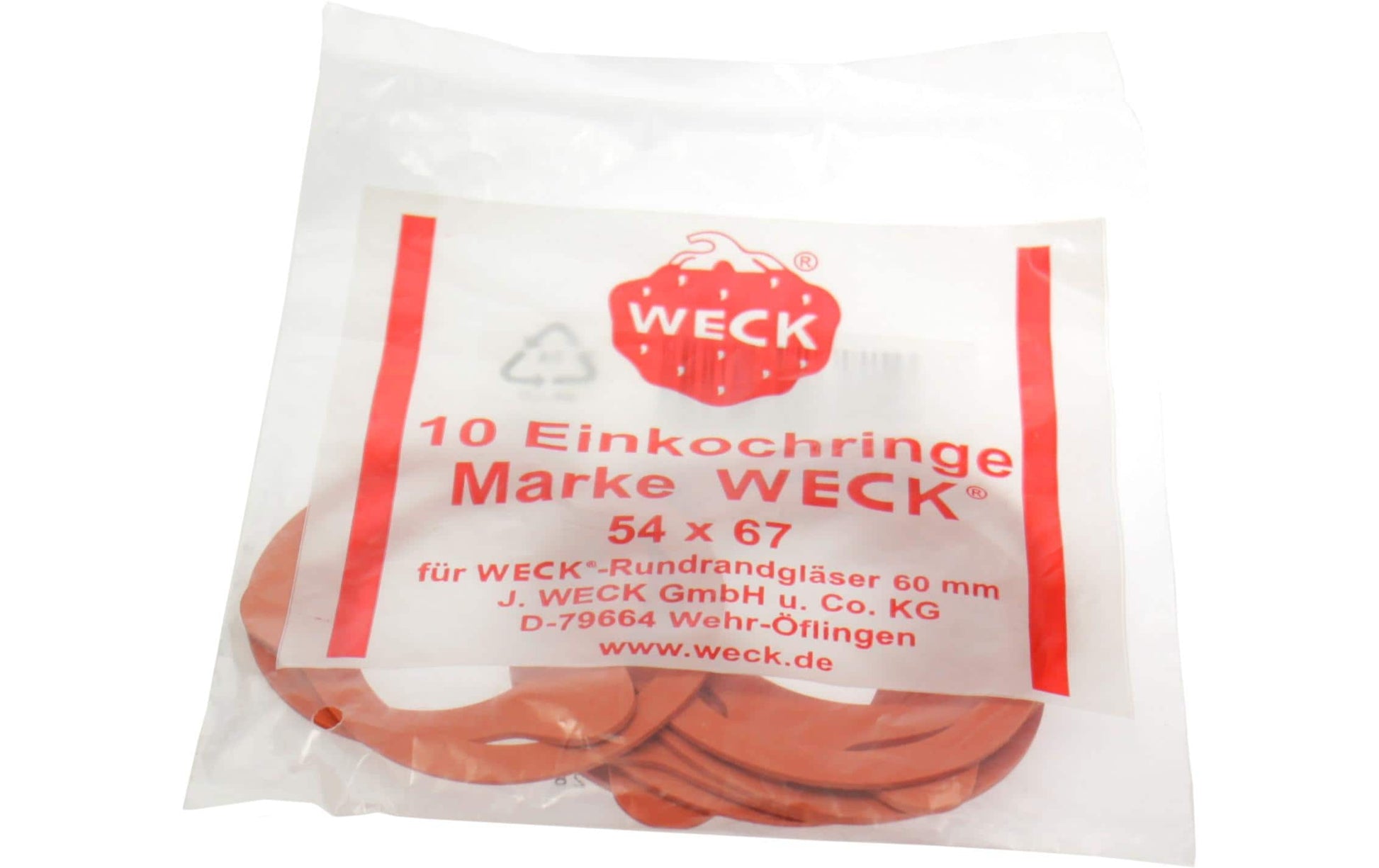 Weck Gummiringe Ø 6 cm, 10 Stk., Gummi, Rot