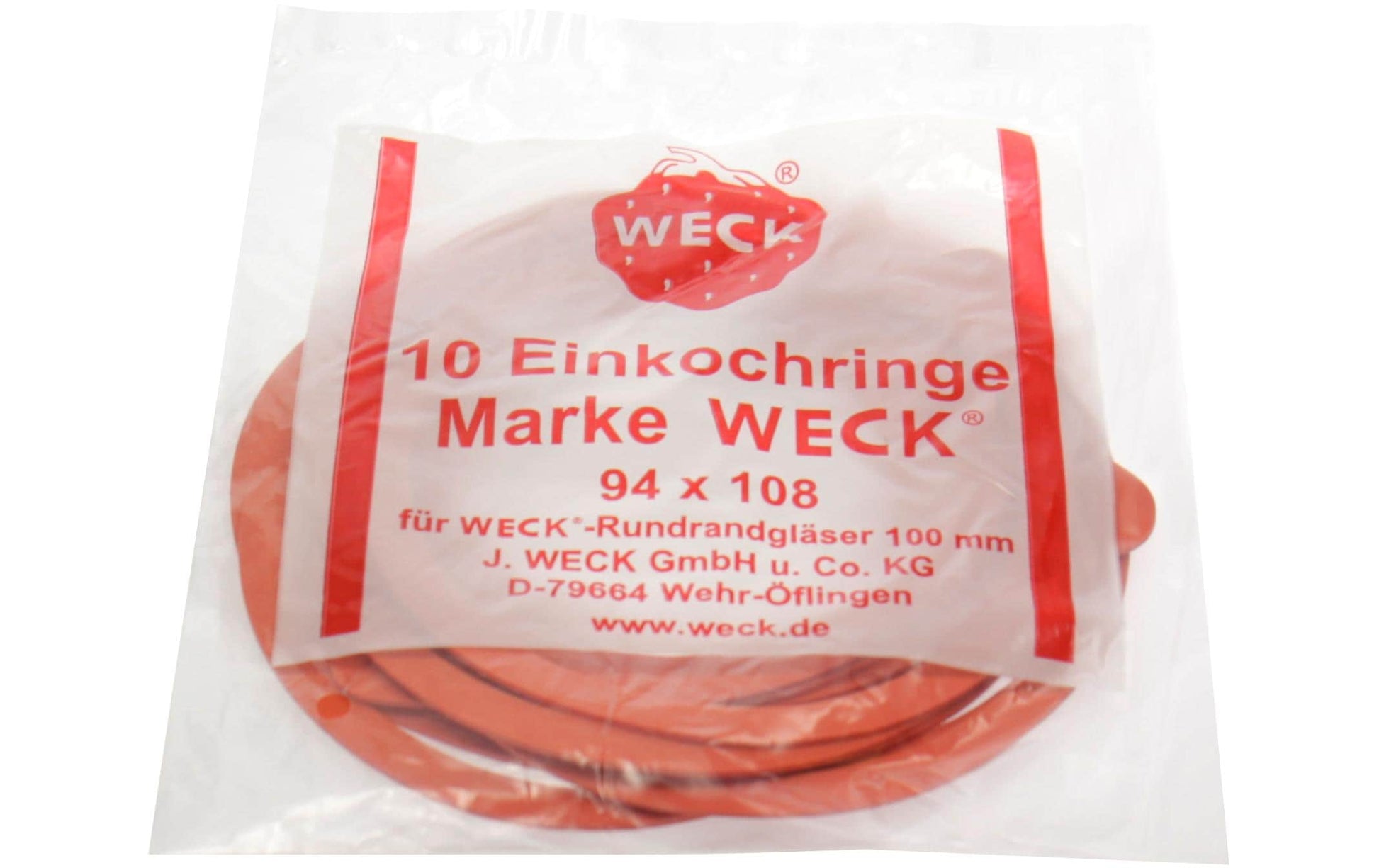Weck Gummiringe Ø 10 cm, Naturkautschuk, Rot, 10 Stk.