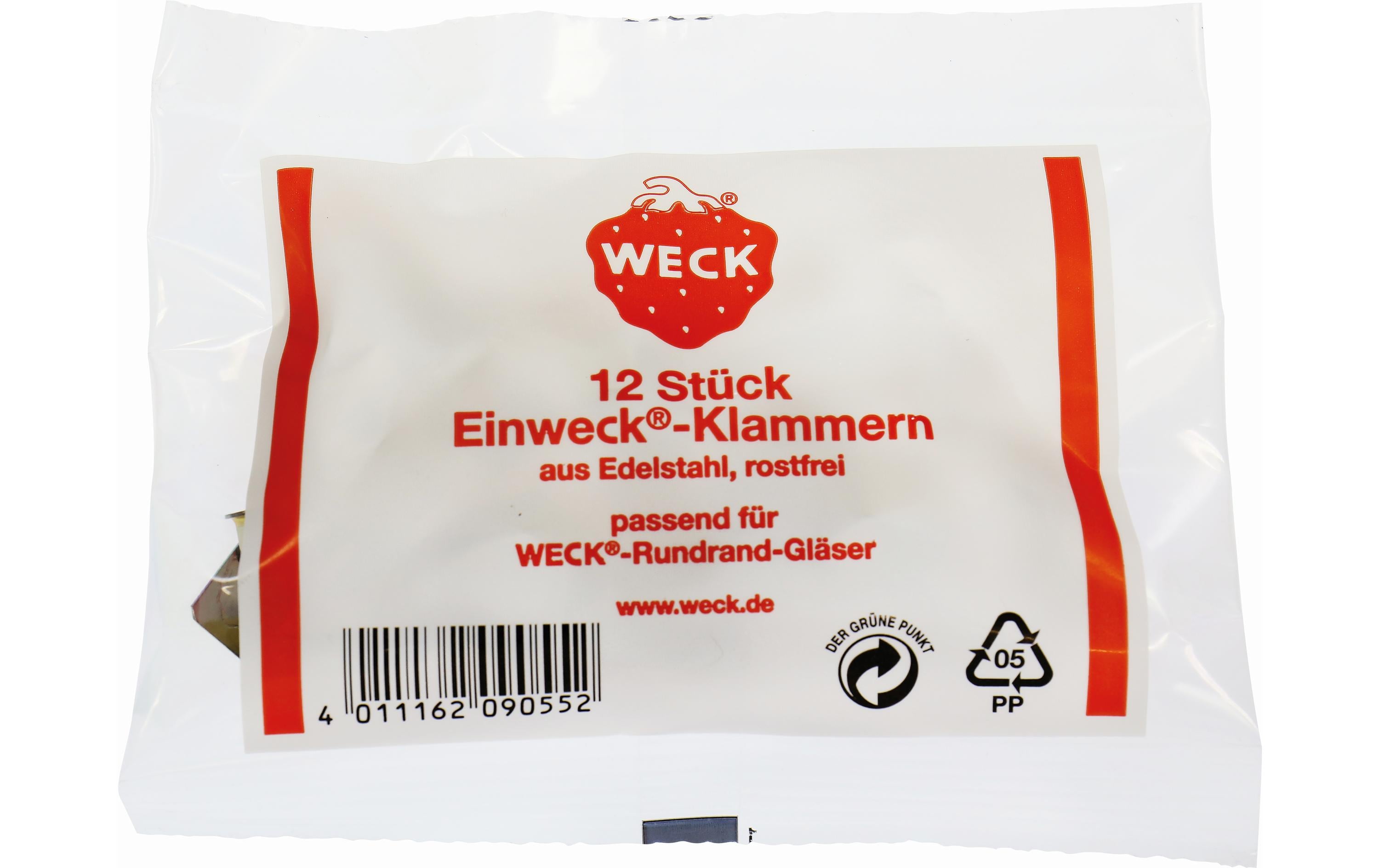 Weck Klammern, 12 Stk., Edelstahl 18/10, silber