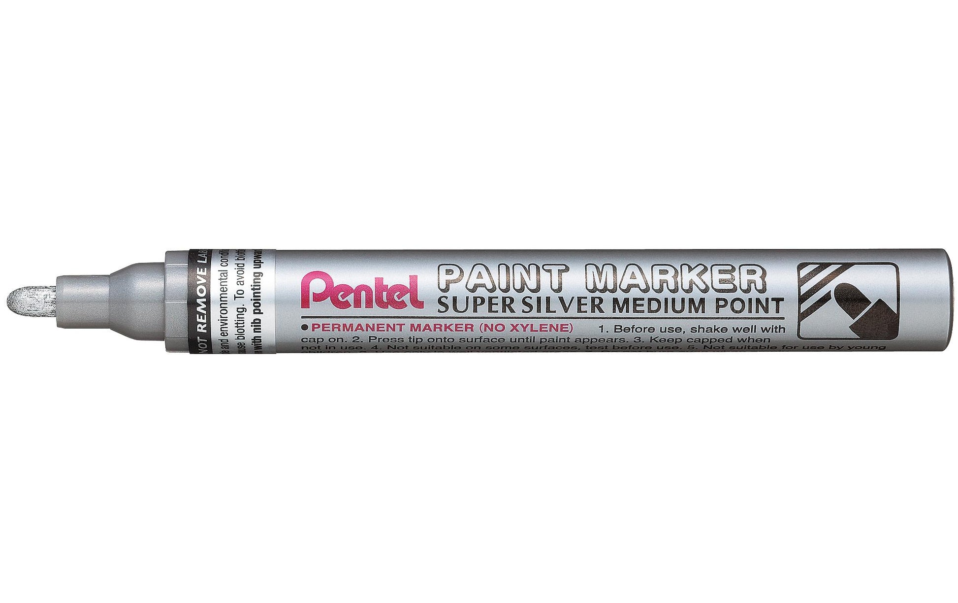 Pentel MMP10 Paint Marker Metallic – Rundspitze 4,5 mm – Silber – 12er-Pack