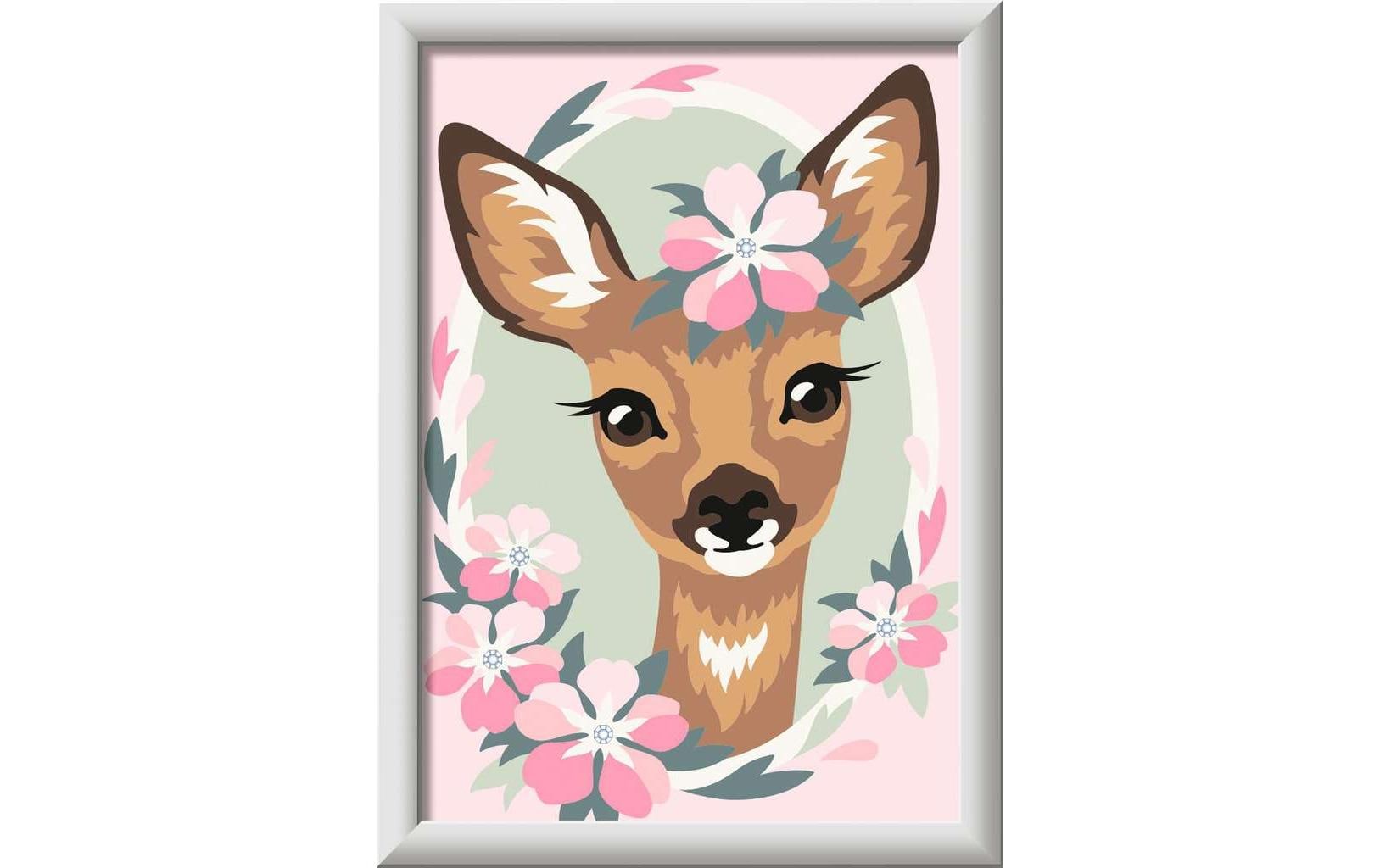 Ravensburger Serie E – Malen-nach-Zahlen-Set – Reh (Delightful Deer) – 13 × 18 cm – 10 Acrylfarben – ab 7 Jahre