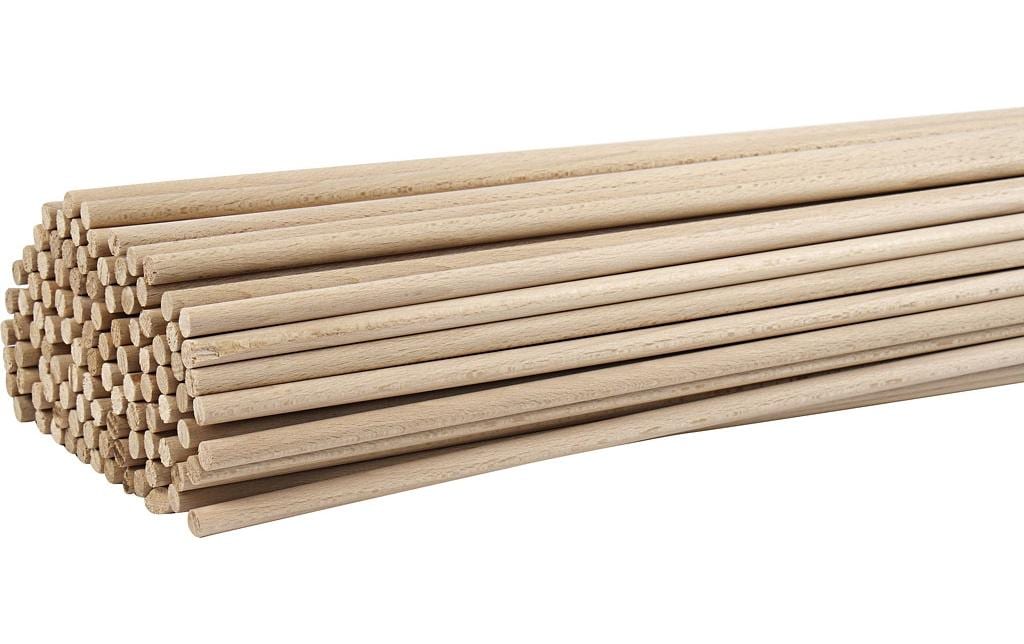 Creativ Company Holzstäbe, Buche, Ø 8 mm × 60 cm, 10 Stk.