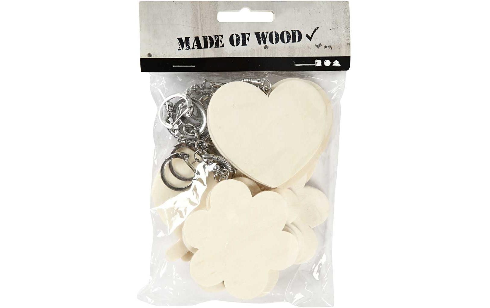 Creativ Company Schlüsselring – Holz/Metall, Braun, 6-7 cm, 12er-Pack