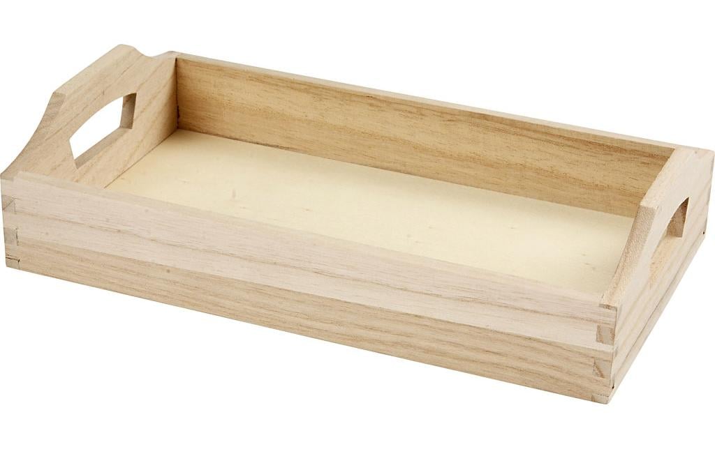 Creativ Company Tablett 30 × 17 × 5 cm, mit Griffen, Holz, braun