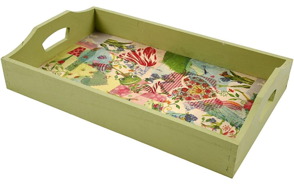 Creativ Company Tablett 30 × 17 × 5 cm, mit Griffen, Holz, braun